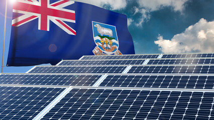 Solar panel, photovoltaic, alternative electricity source - concept of sustainable resources renewable energy Green energy sustainability power flag wave sunset
