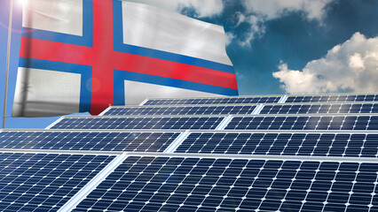 Solar panel, photovoltaic, alternative electricity source - concept of sustainable resources renewable energy Green energy sustainability power flag wave sunset