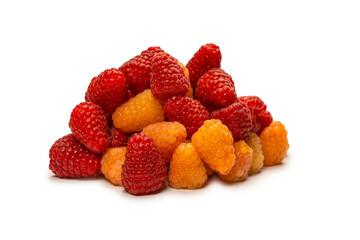 Tasty raspberries isolated on  white background.