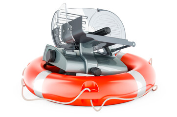 Slicing machine with lifebelt, 3D rendering