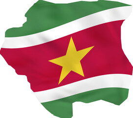 Obraz premium Suriname map with waving flag.