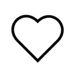 Outline of a black heart on a white background