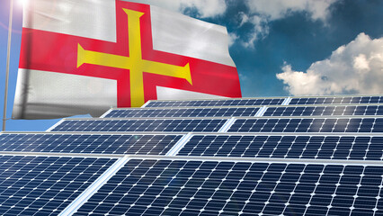 Solar panel, photovoltaic, alternative electricity source - concept of sustainable resources renewable energy Green energy sustainability power flag wave sunset