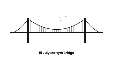 Istanbul Turkey concept. Silhouette of the 15 July Martyrs bridge. Vector illustration isolated on a white background. 