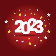 Happy New Year 2023 Greeting Card Holiday Vector Illustration.