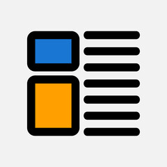 Layout icon in filled line style, use for website mobile app presentation