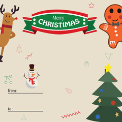 minimalist cute merry christmas and happy new year 2023 card design vector