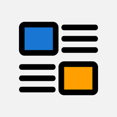 Layout icon in filled line style, use for website mobile app presentation