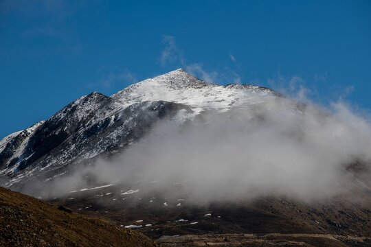 Scenic view of Zero Point (Yume Samdong) in clouds in Sikkim, India
