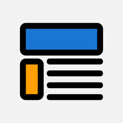 Layout icon in filled line style, use for website mobile app presentation