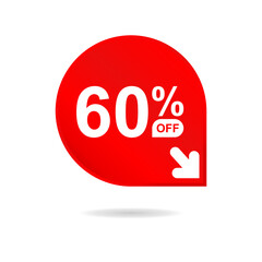 Special offer sale red tag. Discount offer price tag, retail promotion campaign symbol, sale promo marketing, 60% discount sticker, shopping day promotional offer. 60 percent off, vector eps10