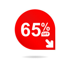 Special offer sale red tag. Discount offer price tag, retail promotion campaign symbol, sale promo marketing, 65% discount sticker, shopping day promotional offer. 65 percent off, vector eps10