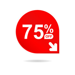Special offer sale red tag. Discount offer price tag, retail promotion campaign symbol, sale promo marketing, 75% discount sticker, shopping day promotional offer. 75 percent off, vector eps10