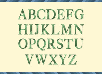 Green Stripe Retro Alphabet Font Collection