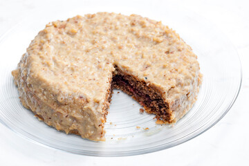 nut cake on the glass plate