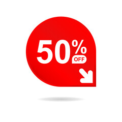 Special offer sale red tag. Discount offer price tag, retail promotion campaign symbol, sale promo marketing, 50% discount sticker, shopping day promotional offer. 50 percent off, vector eps10