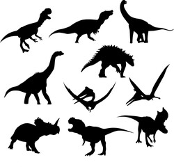 Vector dinosaurs icon set on isolated background