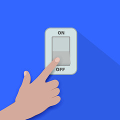 Hand turning off the light. Electric control concept. Vector design. 