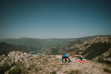 Yoga at the mountain