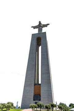 Lisbon, Portugal - July 2, 2022: A low angle view of the Sanctuary of Christ the King (Portuguese: Santu&aacute;rio de Cristo Rei)
