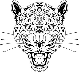 Roaring jaguar head. Good for tattoo design and t-shirt prints