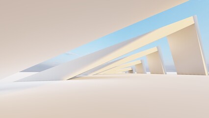 Fototapeta premium Architecture background geometric arched interior 3d render