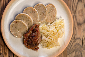 pork meat with sauerkraut and carlsbad dumplings