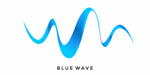 Fototapeta na wymiar Blue wave design abstract icon on white background