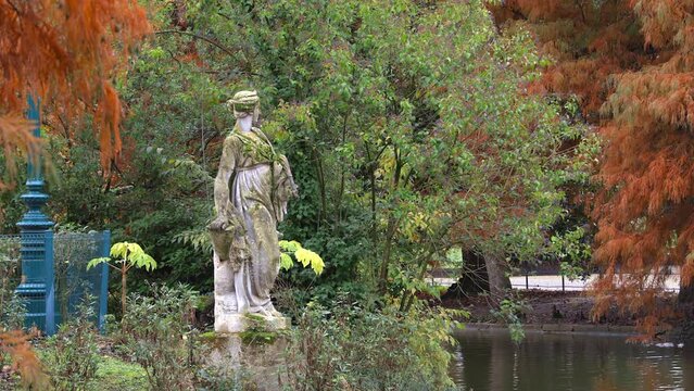 Juno statue in the Jardin Public park on an Autumn day in Bordeaux, France
