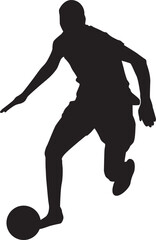 silhouette of people playing football soccer