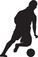 silhouette of people playing football soccer
