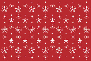 Snowflakes and stars. Red christmas vector wallpaper.