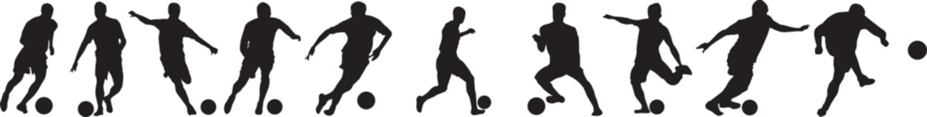 silhouette of people playing football soccer