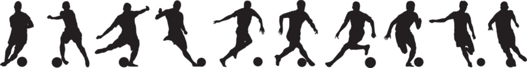 silhouette of people playing football soccer