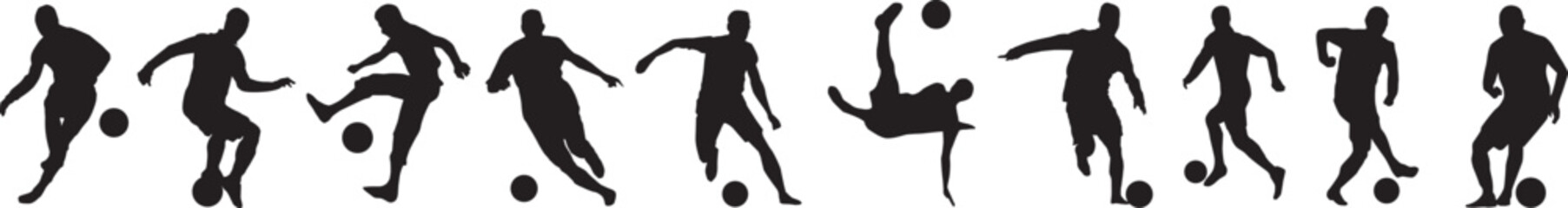 Fototapeta premium silhouette of people playing football soccer