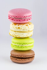 Close-up of colorful macaroons stack