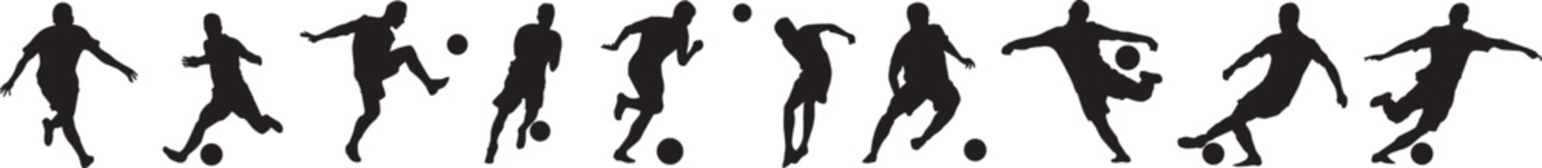 silhouette of people playing football soccer