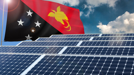 Solar panel, photovoltaic, alternative electricity source - concept of sustainable resources renewable energy Green energy sustainability power flag wave sunset