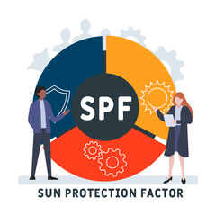 SPF - Sun Protection Factor acronym. business concept background. vector illustration concept with keywords and icons. lettering illustration with icons for web banner, flyer, landing pag