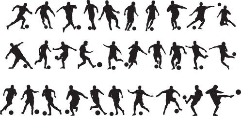 silhouette of people playing football soccer