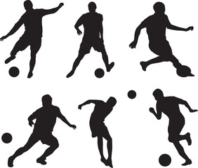 silhouette of people playing football soccer