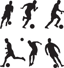 silhouette of people playing football soccer