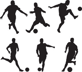 silhouette of people playing football soccer