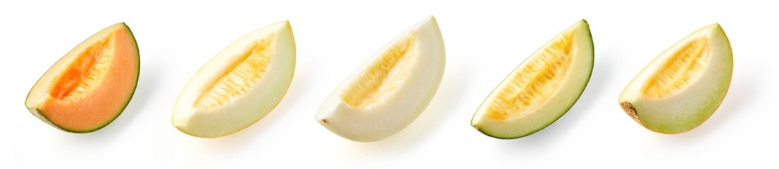 Melon slices isolated on white background