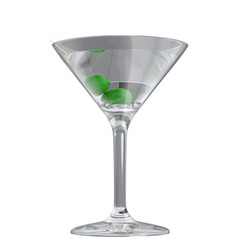 3d rendering illustration of a cocktail with olives