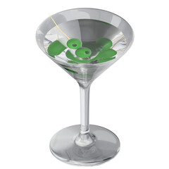 3d rendering illustration of a cocktail with olives