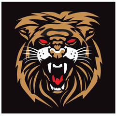 Obraz premium Lion vector illustration for sticker icon graphic on black background