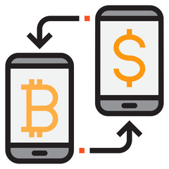 Bitcoin color line style icon