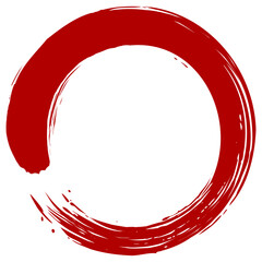 Red Zen Enso Japanese Circle Brush Stroke Sumi-e Vector Illustration Ink Logo Design Vector Art