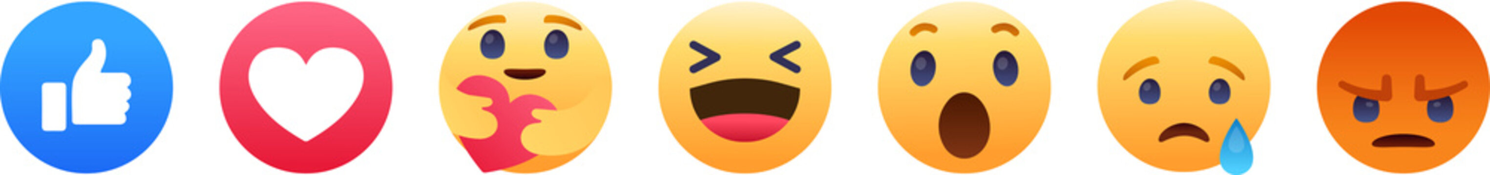 Set Of Facebook Emoticons. Collection Of Emoji Reactions. Emoji Reactions On A Transparent Background. PNG Image